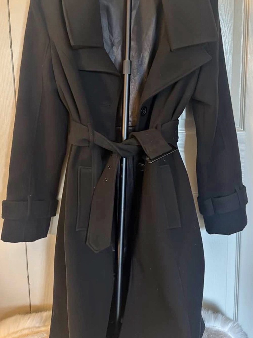 New York & Company Black Belted Trench Coat